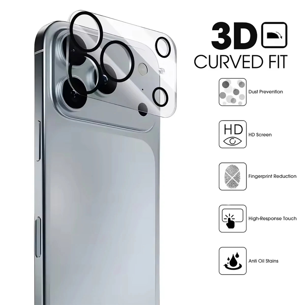 5 Pieces of Tempered Glass Camera Lens Transparent Scratch Resistant Protective Film Suitable for Apple 17 Promax/17 Pro/17 Air