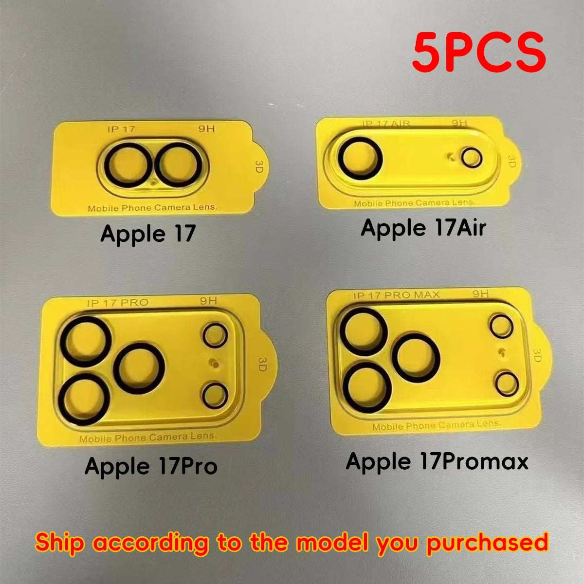 5 Pieces of Tempered Glass Camera Lens Transparent Scratch Resistant Protective Film Suitable for Apple 17 Promax/17 Pro/17 Air