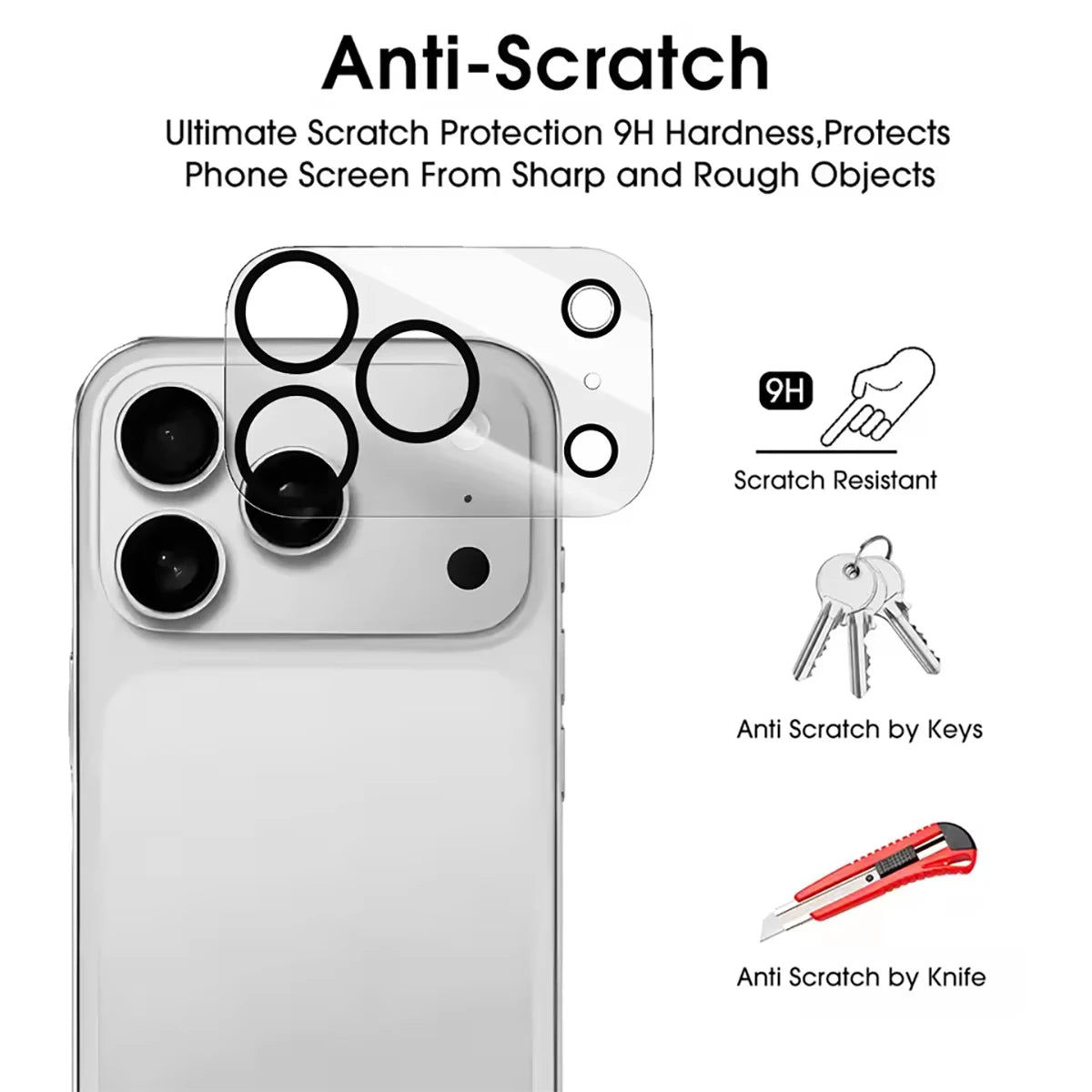 5 Pieces of Tempered Glass Camera Lens Transparent Scratch Resistant Protective Film Suitable for Apple 17 Promax/17 Pro/17 Air